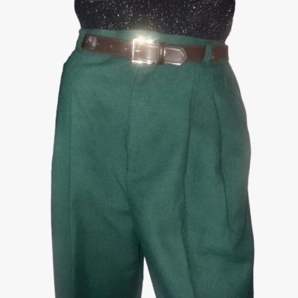 Vintage 80s / 90s Dark Green Pleated Pants | Size 10 | NWT - Picture 4 of 10